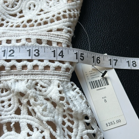 Monique Lhuillier x Anthropologie Yolande Lace Dress Ivory Scalloped Vneck 8 NEW - Picture 16 of 16